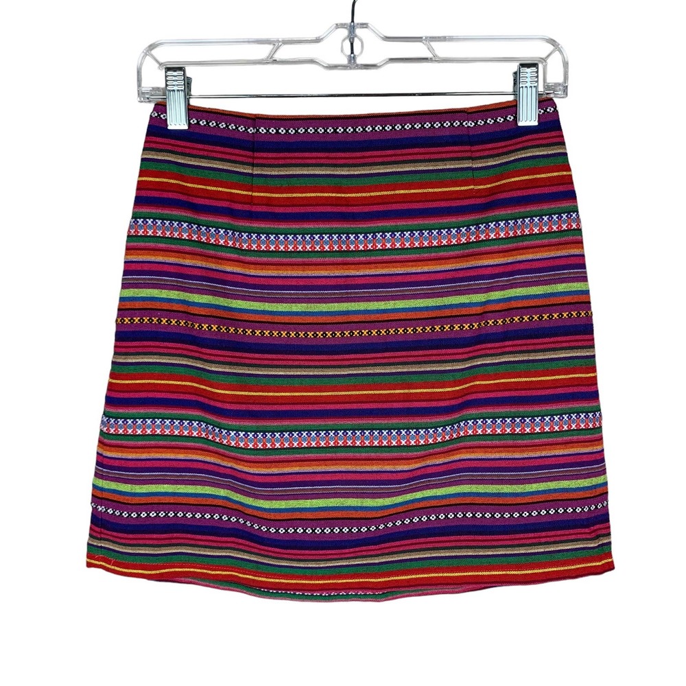 Shrinking Violet Skirt Mini A-line Boho Stripe Women’s S